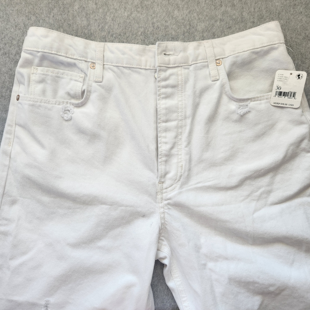 We the Free People Women Tapered Baggy Jeans White Sz 30 Distressed Hi-Rise NWT - Picture 6 of 12